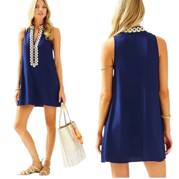 Lilly Pulitzer Jane Navy Shift Mini Dress Size 0 - Picture 1 of 12